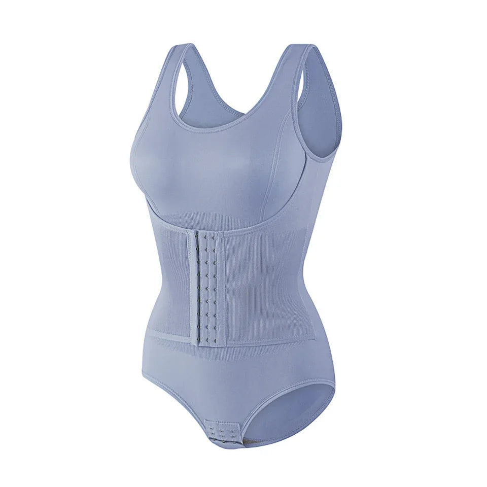 Fashionable look of the PowerSlim Bodysuit styled under a dress for a smooth silhouette.