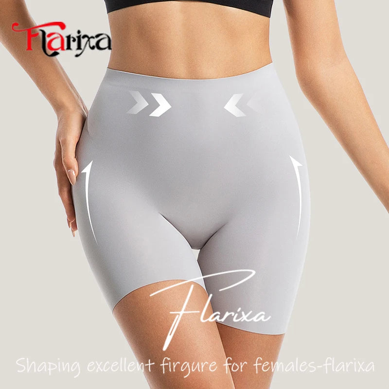 A layout of High Waist Safety Shorts - Anti-Light, Anti-Chafe Under Dress Cycling Underwear highlighting their smooth design and seamless finish.
