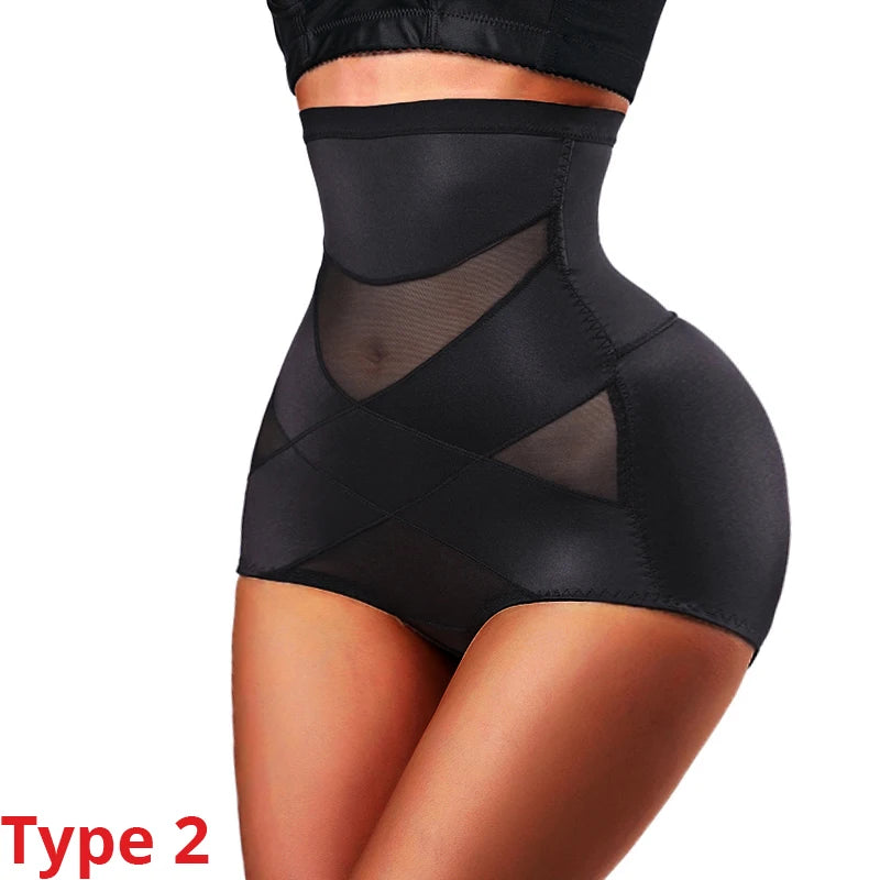 Black shapewear with mesh panels on a white background