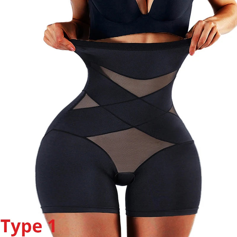 Black shapewear being worn by a person on a white background