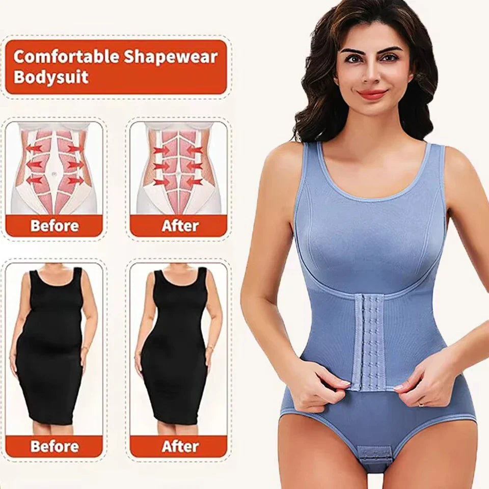 PowerSlim Bodysuit laid flat to highlight the premium breathable fabric used in the tummy control shapewear.