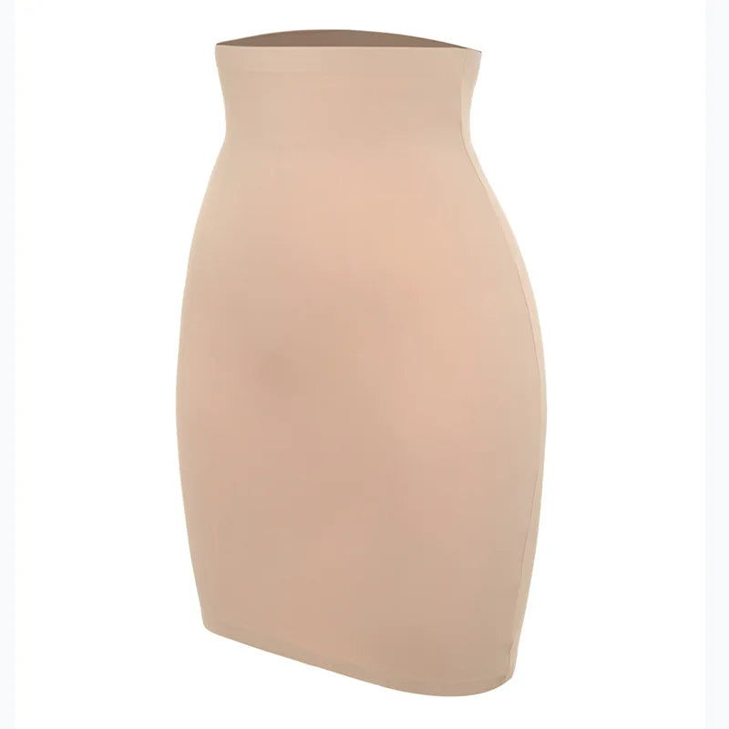 Beige pencil skirt on a white background