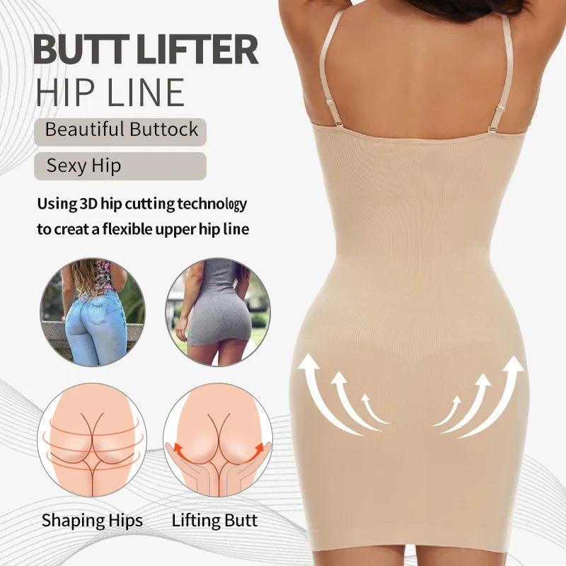 Flat lay of The Invisi-Slip: Tummy Control Shapewear Full Slip, emphasizing the lightweight and breathable microfiber material.