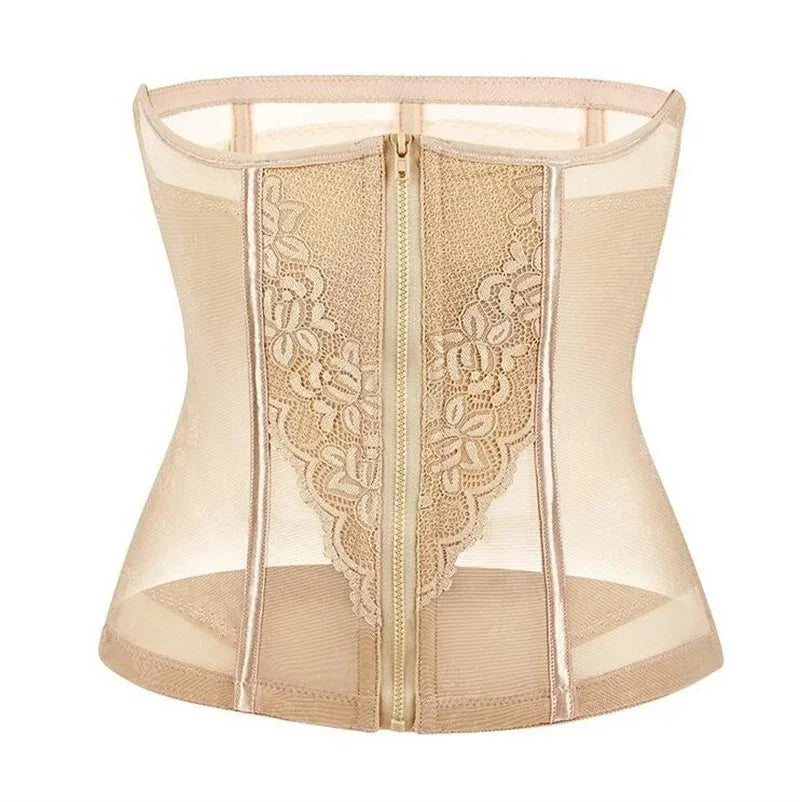 Waist Trimmer flat lay image, illustrating the 9 steel bone structure for maximum support and stability.