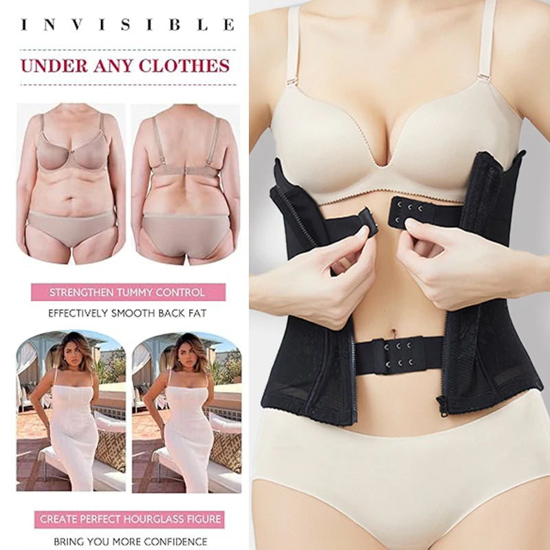 Close-up view of the Waist Trimmer's secure double buckle system, emphasizing adjustable compression for a perfect fit.