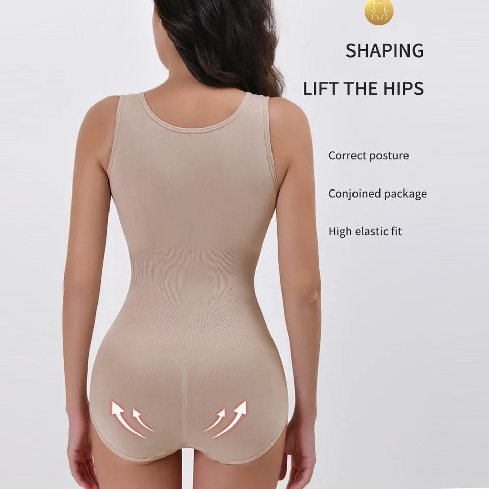 Full view of the PowerSlim Bodysuit demonstrating maximum tummy control and sculpting effects.