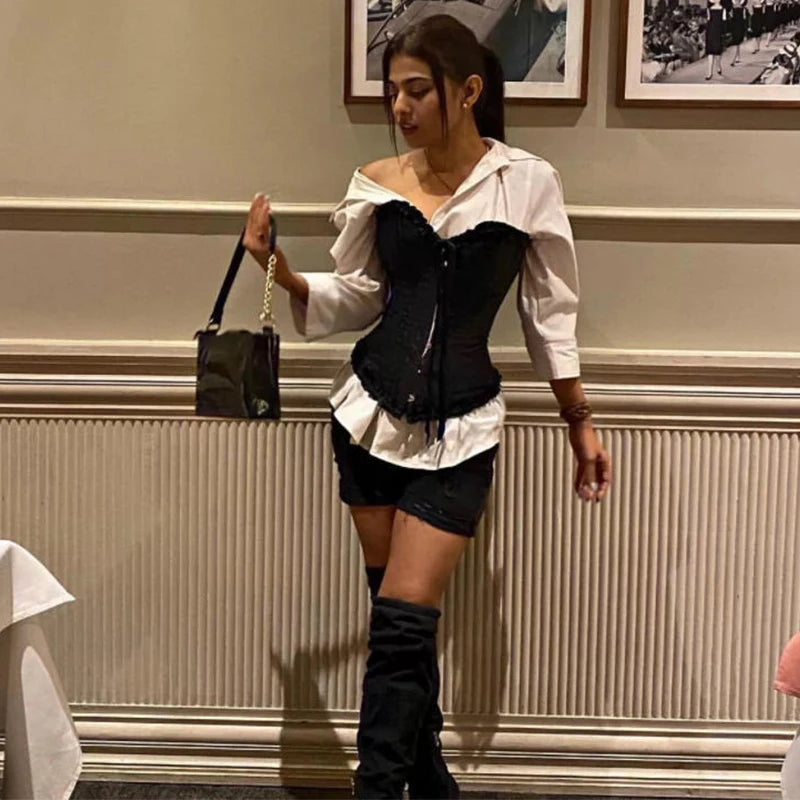 Bridal Court Shaping Corset Dress Base - Ultimate Body Shaper Underwear lifestyle image demonstrating seamless look under formal wear.