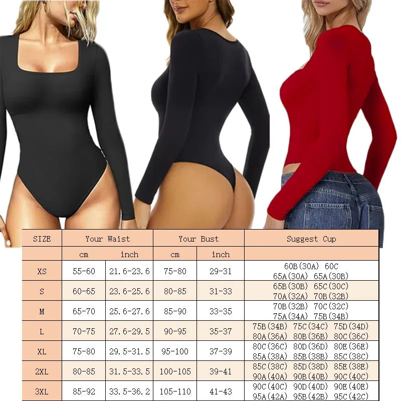 The stylish Big U-Neck design of the Seamless Long Sleeve Shapewear Bodysuit: Tummy Control Shaper with Open Crotch & Big U-Neck, ideal for showcasing necklines or jewelry.
